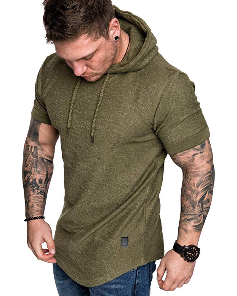 Lexiart Mens Fashion Hoodies Sport Pullover Solid Color Shirt Workout Lightweight Tops Green - Image 1